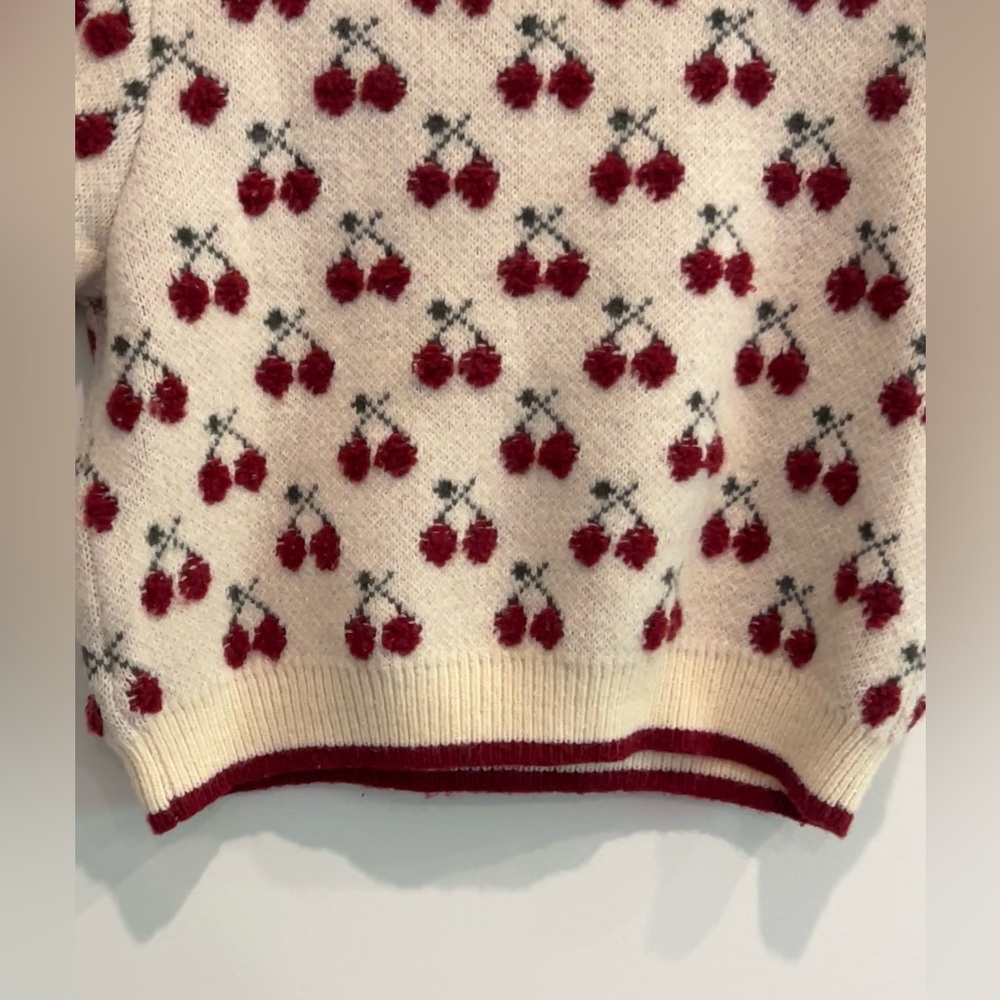 Cider Cherry Pattern Knit Crop Top Size S - Picture 9 of 11